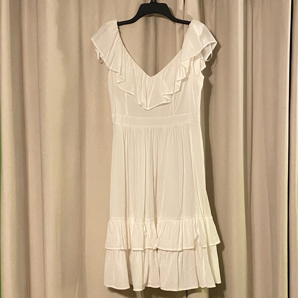 Calvin Klein White Ruffle Dress
